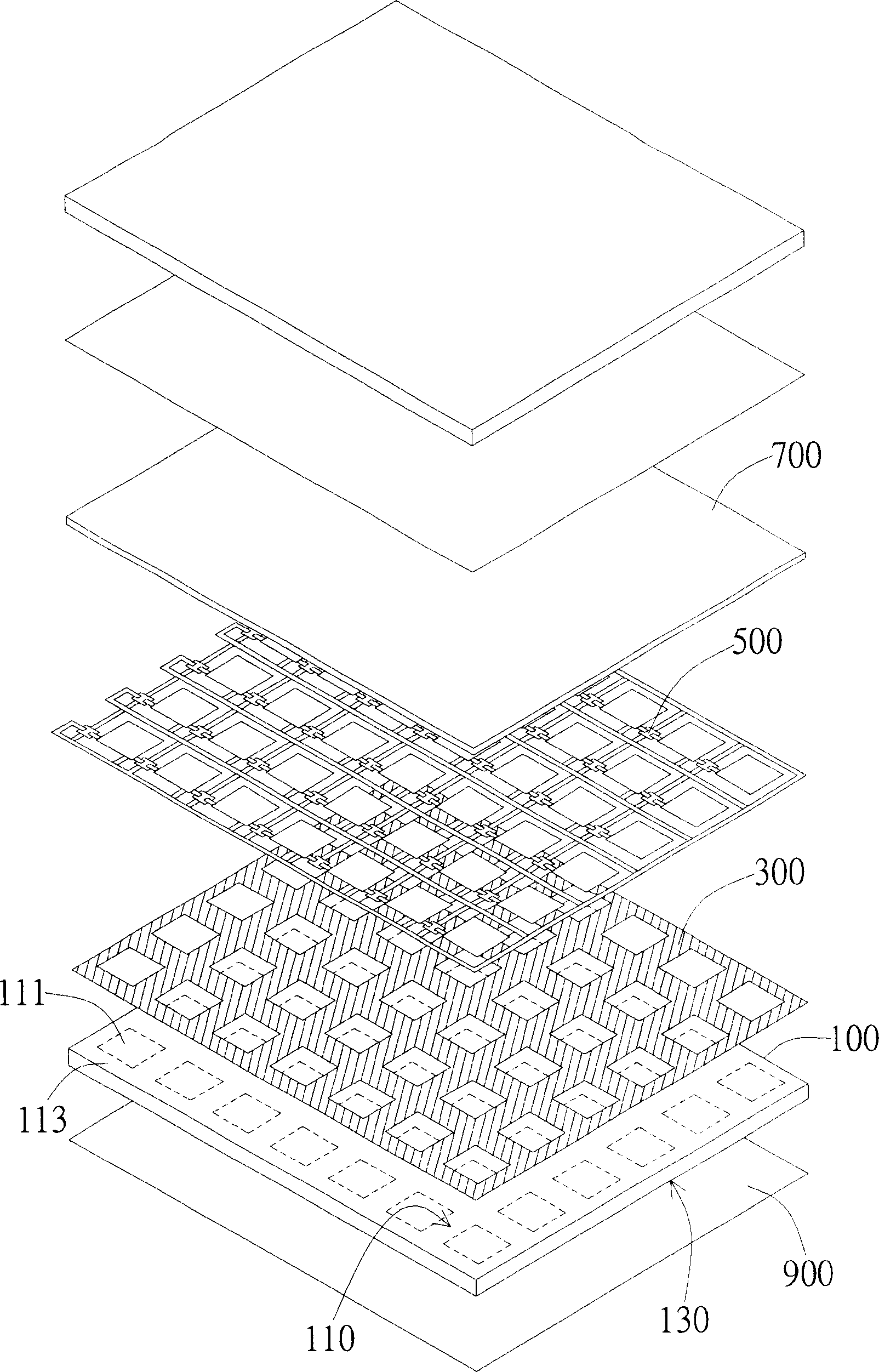 Display in low reflectivity built from self-luminescence elements