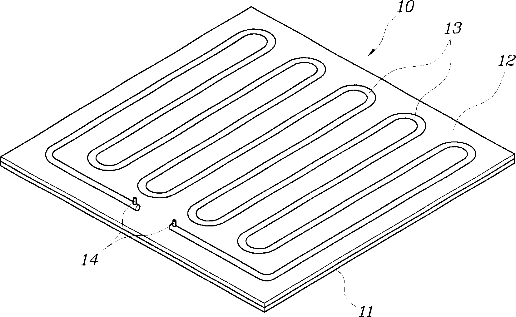 Gas injection port structure of flat fluorescent lamp