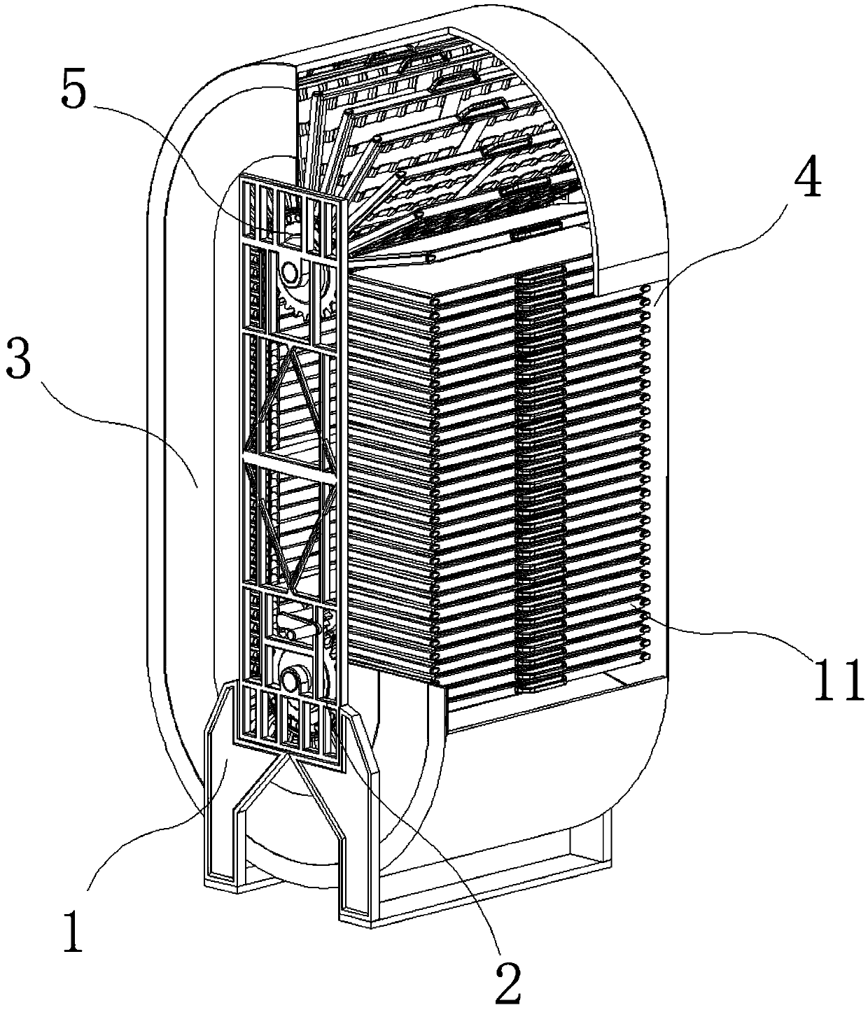 Metal plate material placement rack with anti-pinching-hand structure