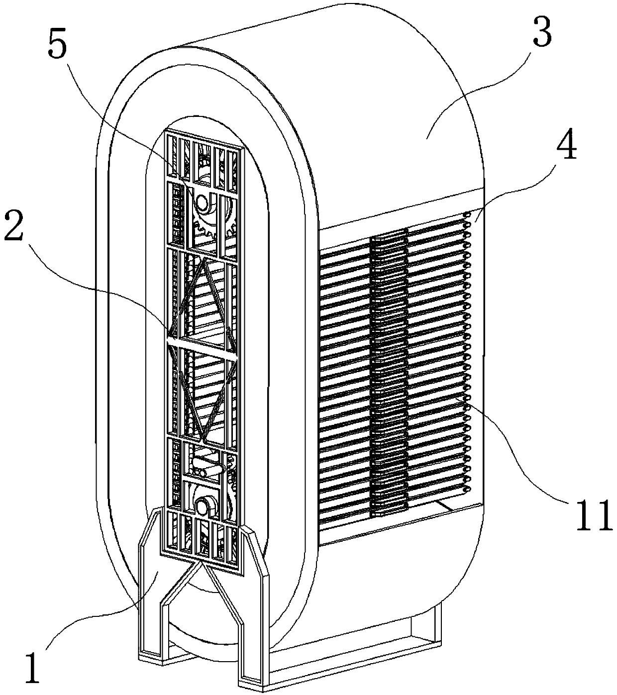 Metal plate material placement rack with anti-pinching-hand structure