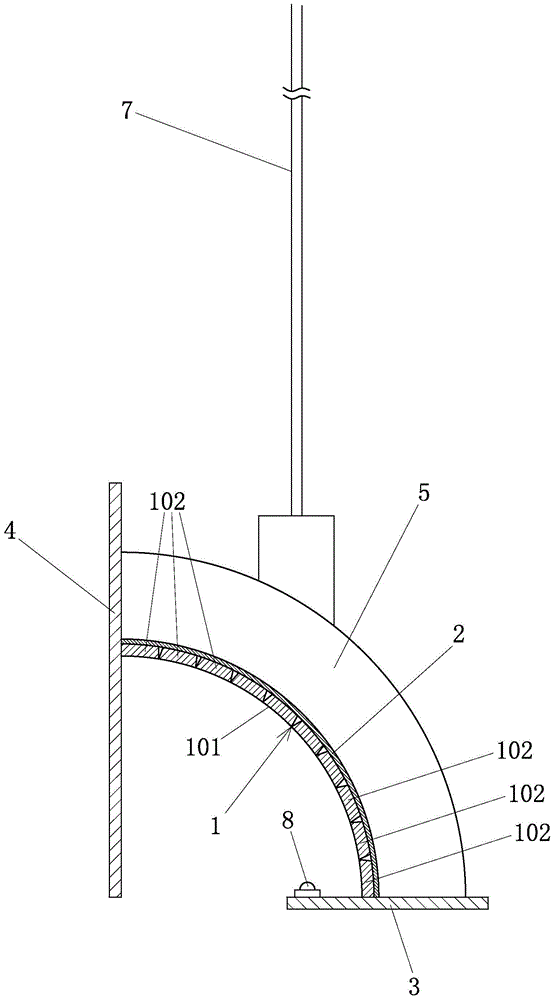 A curved gypsum lamp trough and its installation method