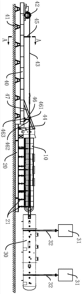 Sleeving device and sleeving method for pipe system without guide rollers and shell