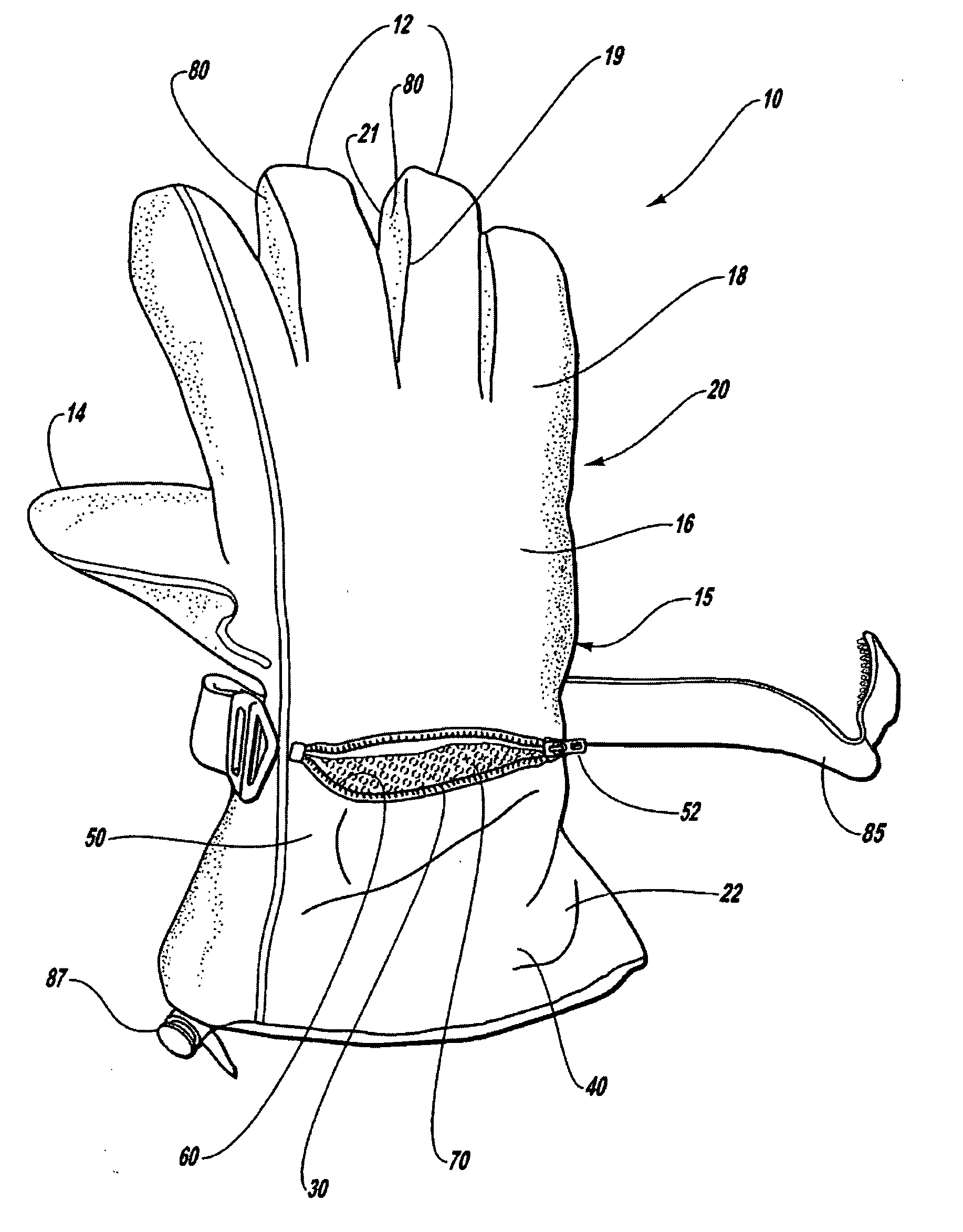 Glove with flow-through pocket
