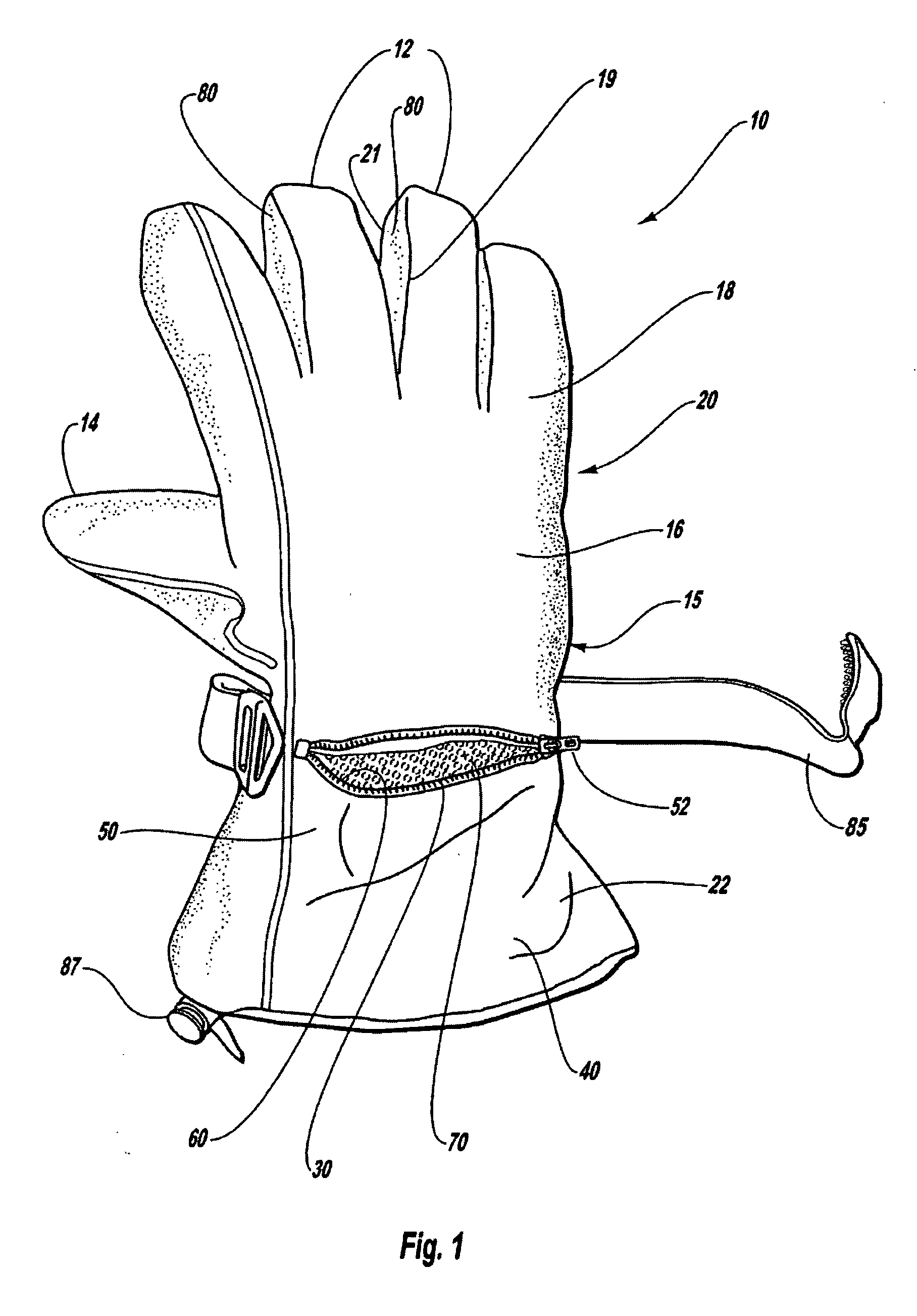 Glove with flow-through pocket