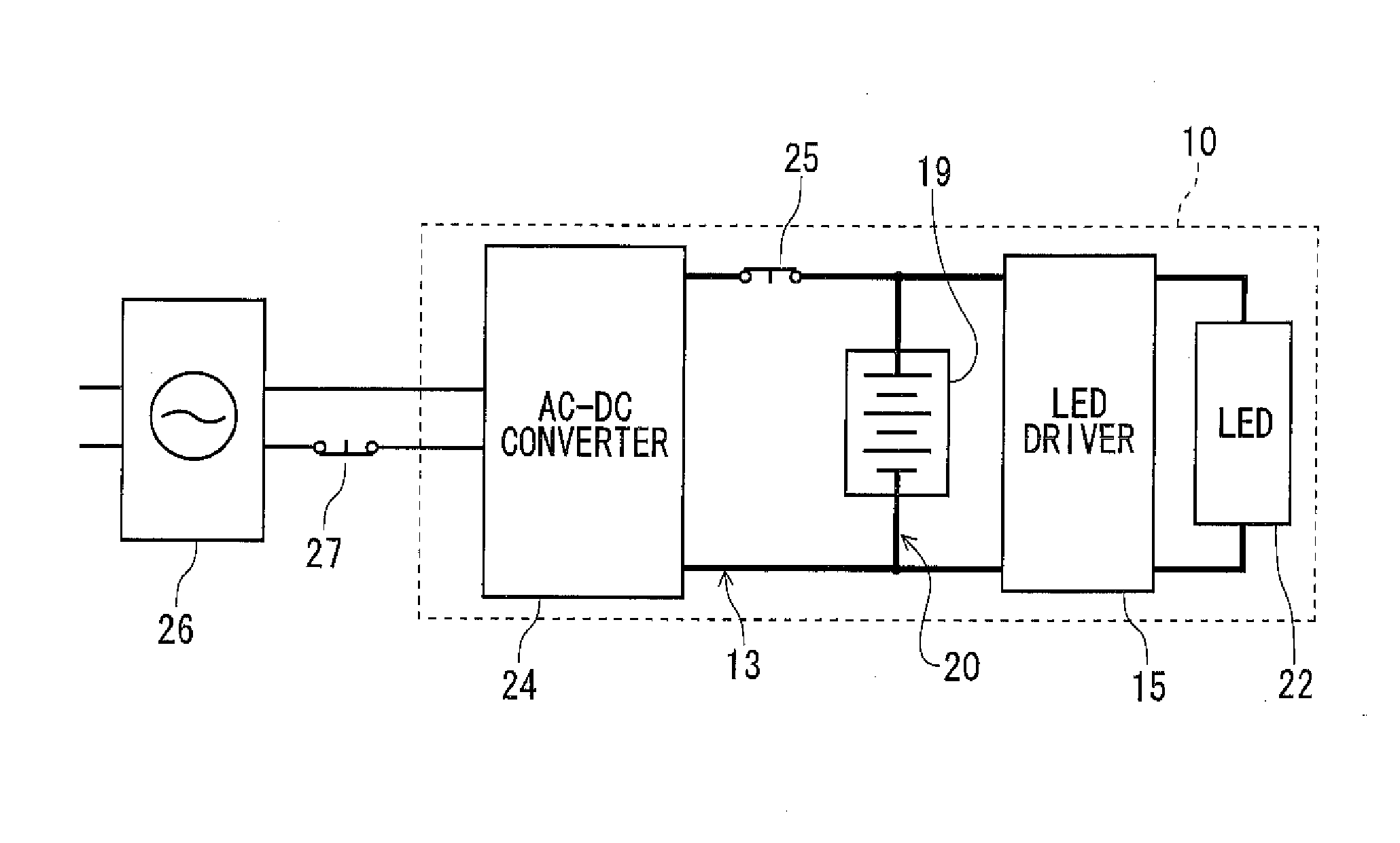 Fluorescent LED lighting device and lighting on/off mode switching method therefor