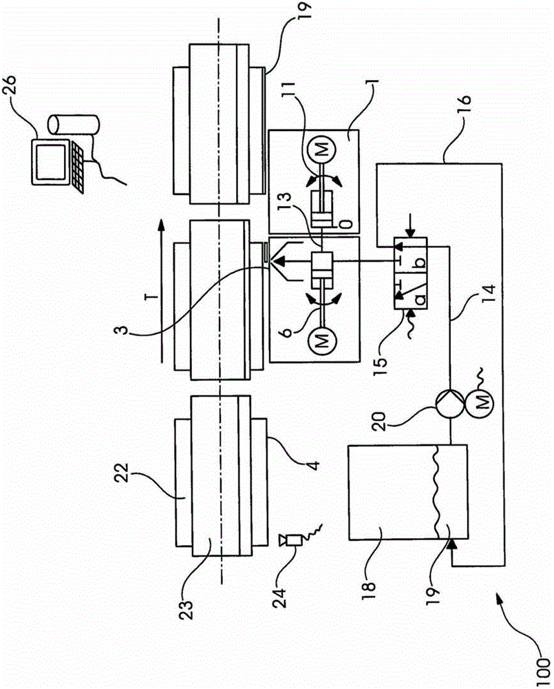 Device for applying adhesive material and method for operating such device