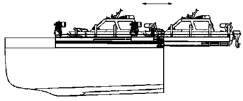 Davit carrying moving-lifting type small boat retracting-releasing device
