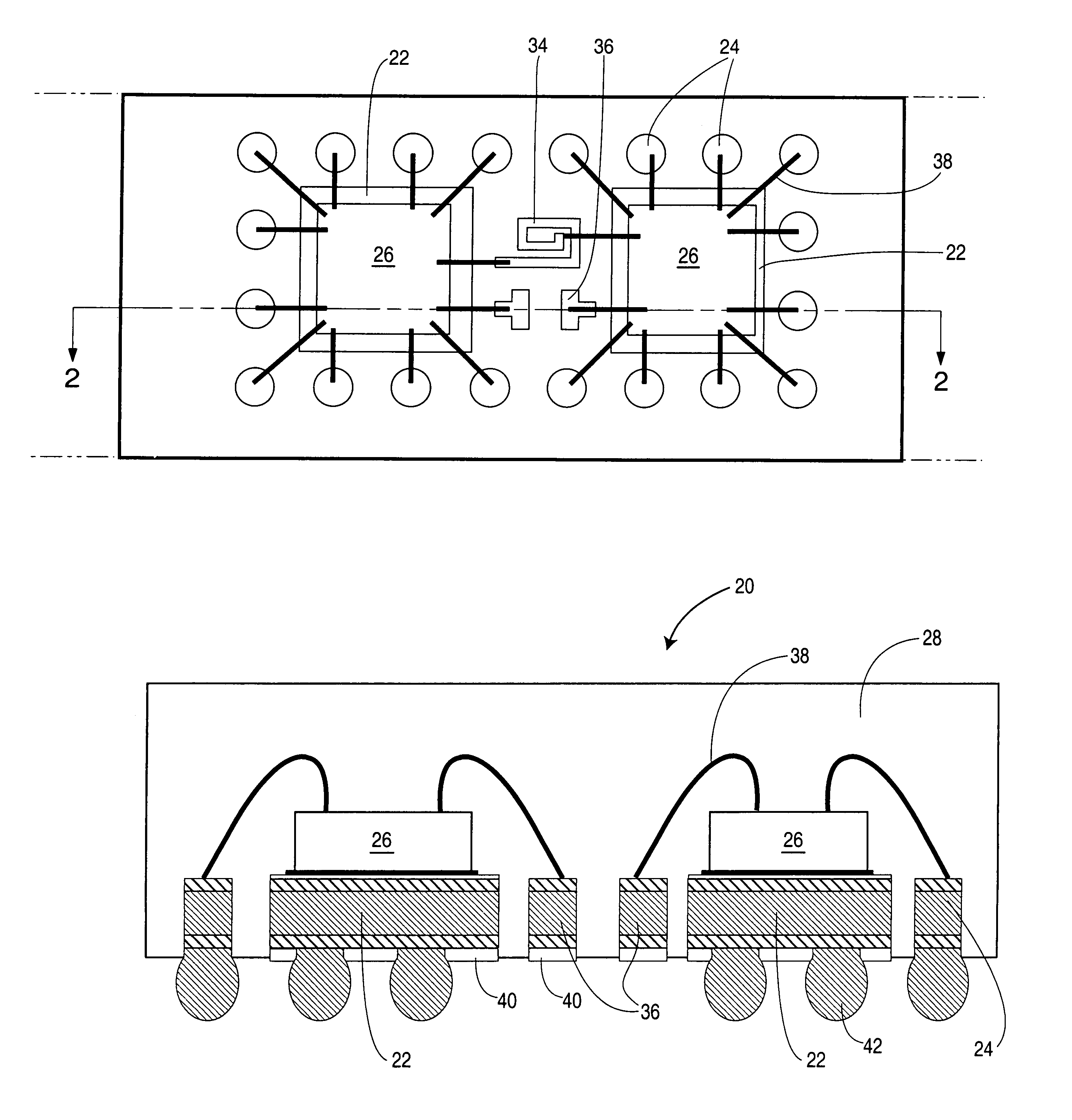 Electronic components such as thin array plastic packages and process for fabricating same