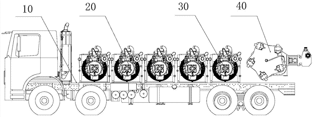 Fracturing truck and fracturing equipment set