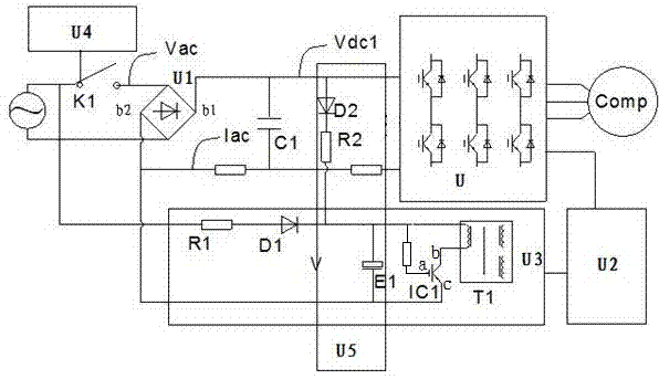 DC bus frequency converting control circuit employing small-capacitance capacitor and frequency conversion device