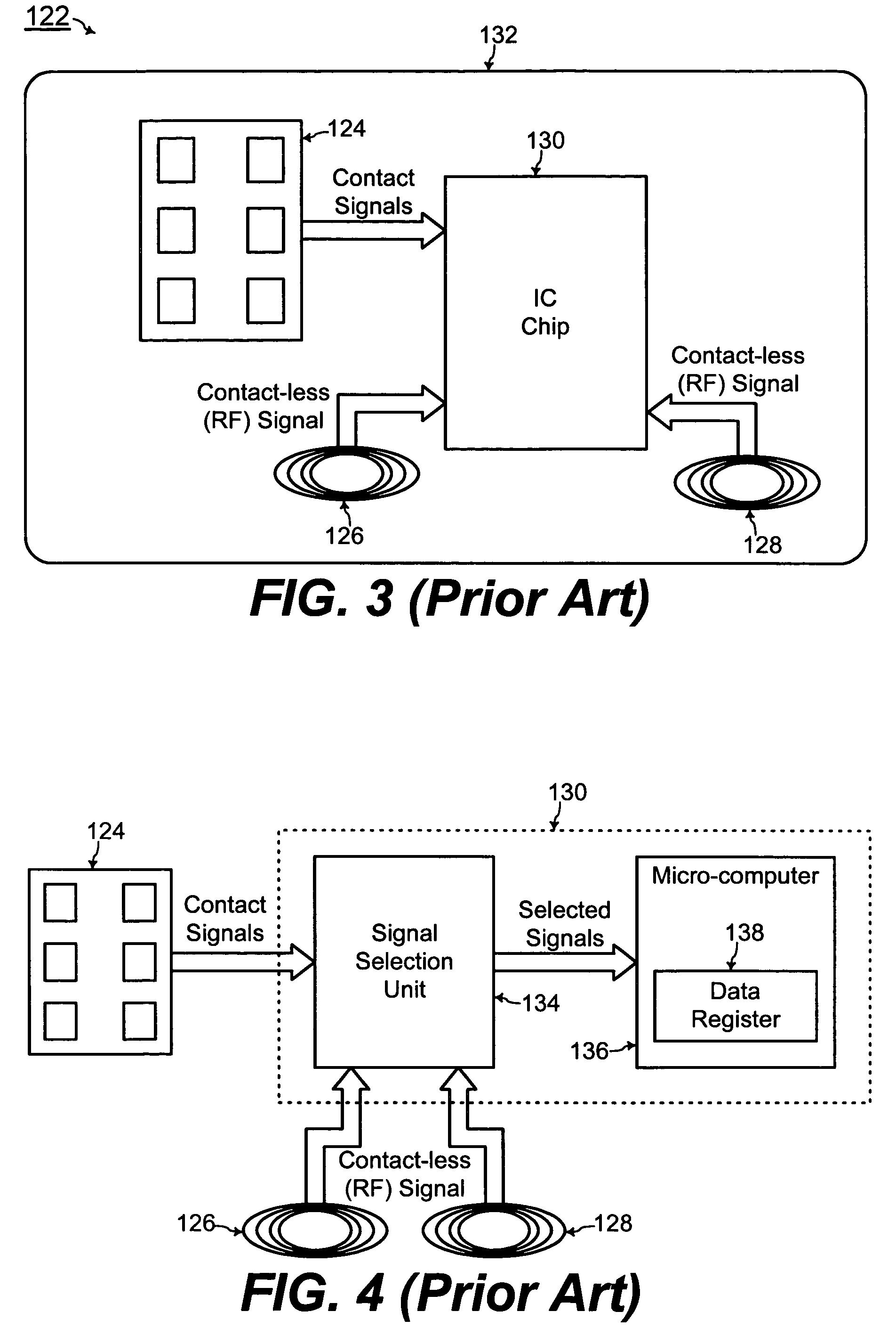 Chip card with simultaneous contact and contact-less operations