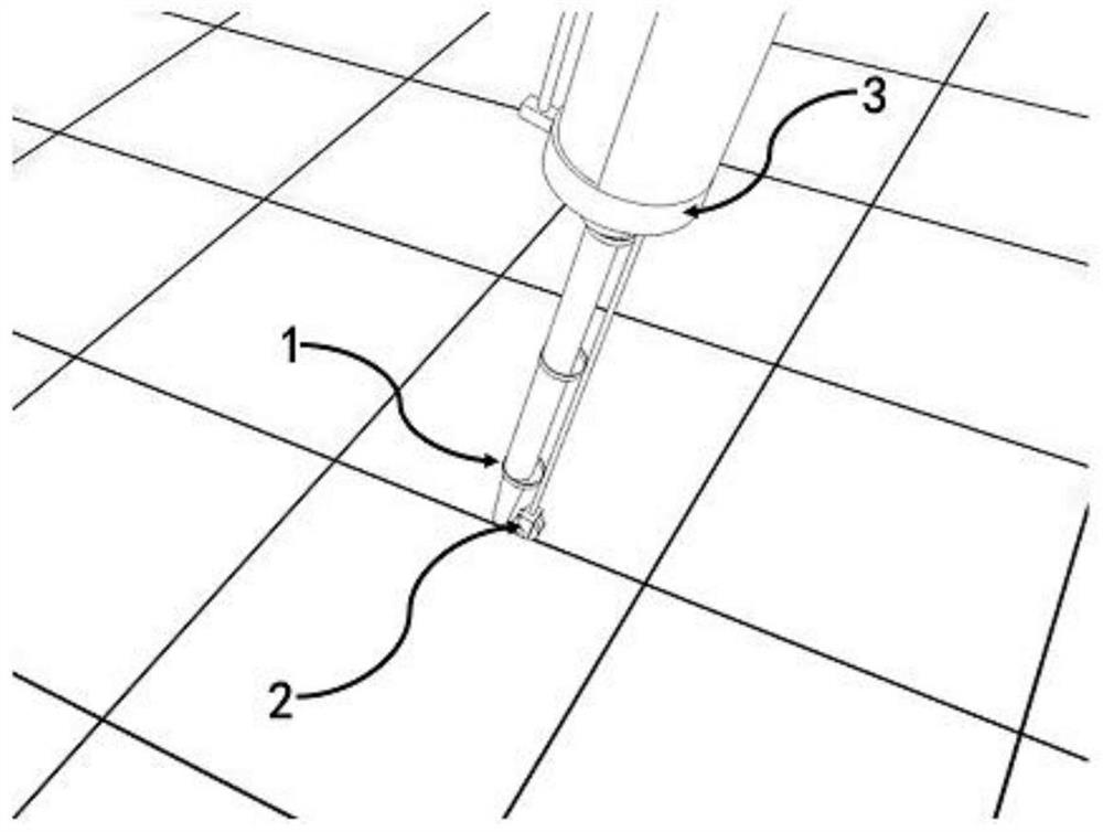 Seam beautifying agent gluing auxiliary device and use method