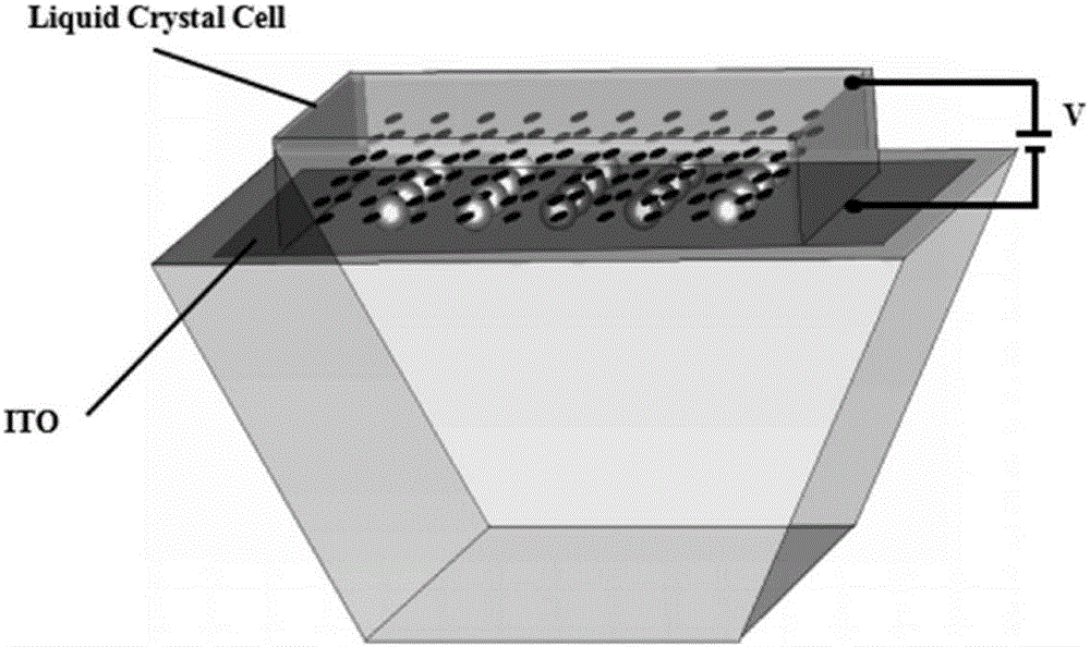 Production of photoelectric regulation metal nanoparticle and liquid crystal array structural box
