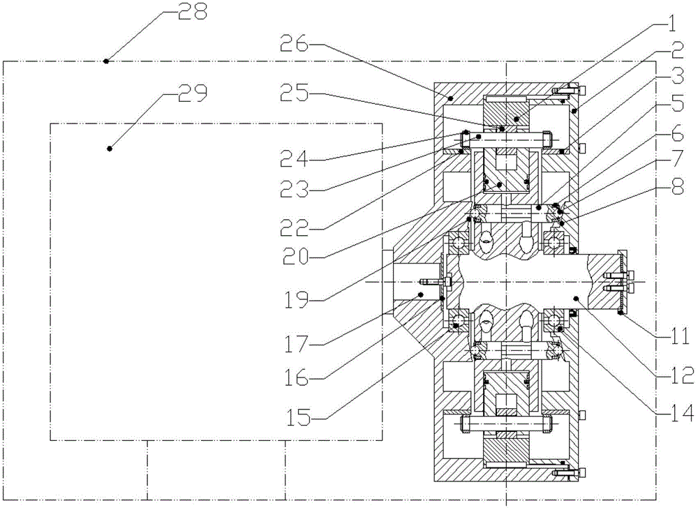 Radial plunger hydraulic pump of double-acting type outer rotor