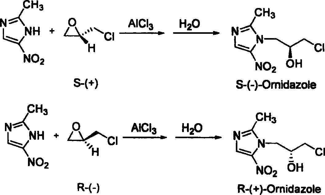 Preparation method for optical enantiomer of ornidaxole