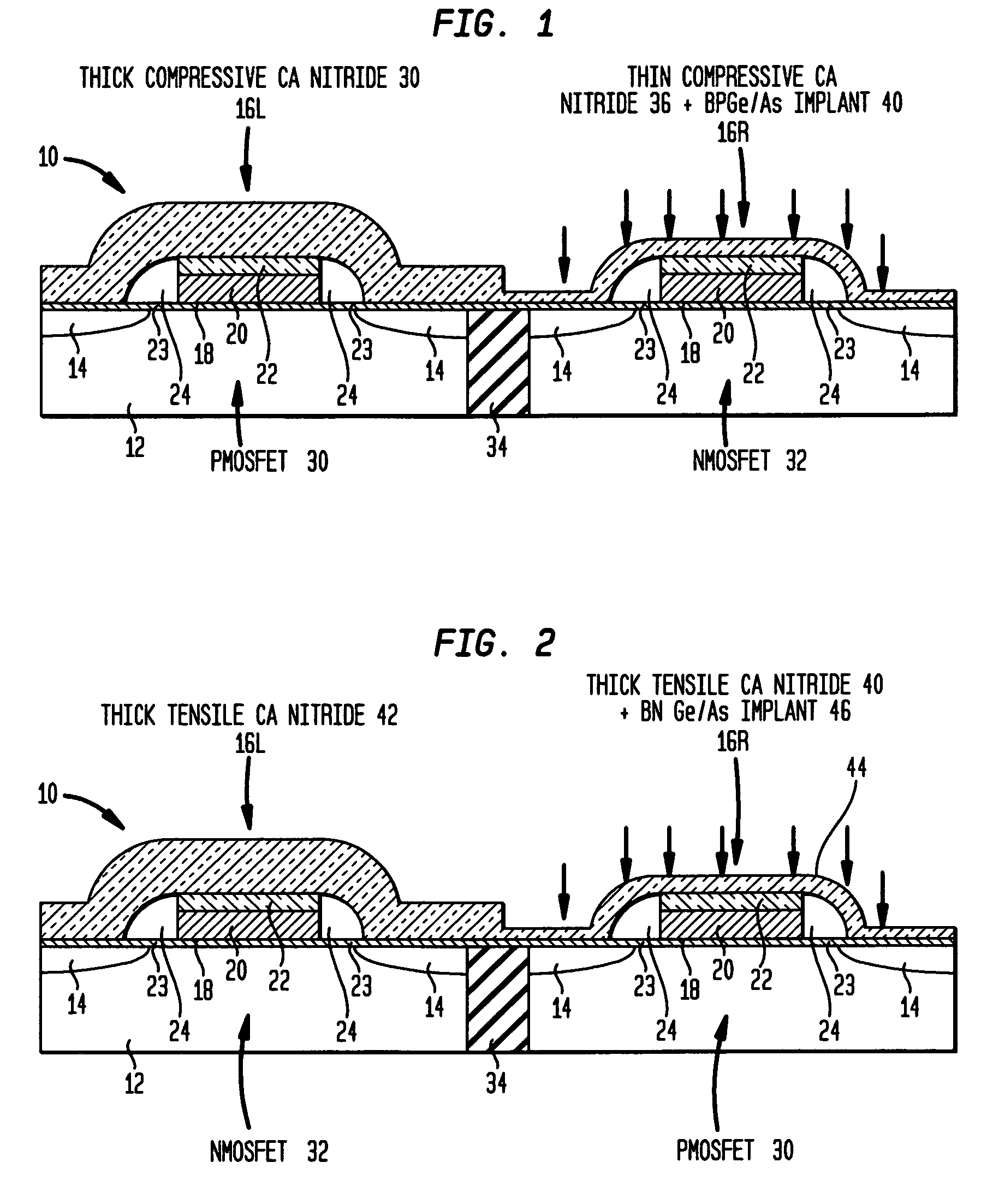 Structure and method to optimize strain in cmosfets