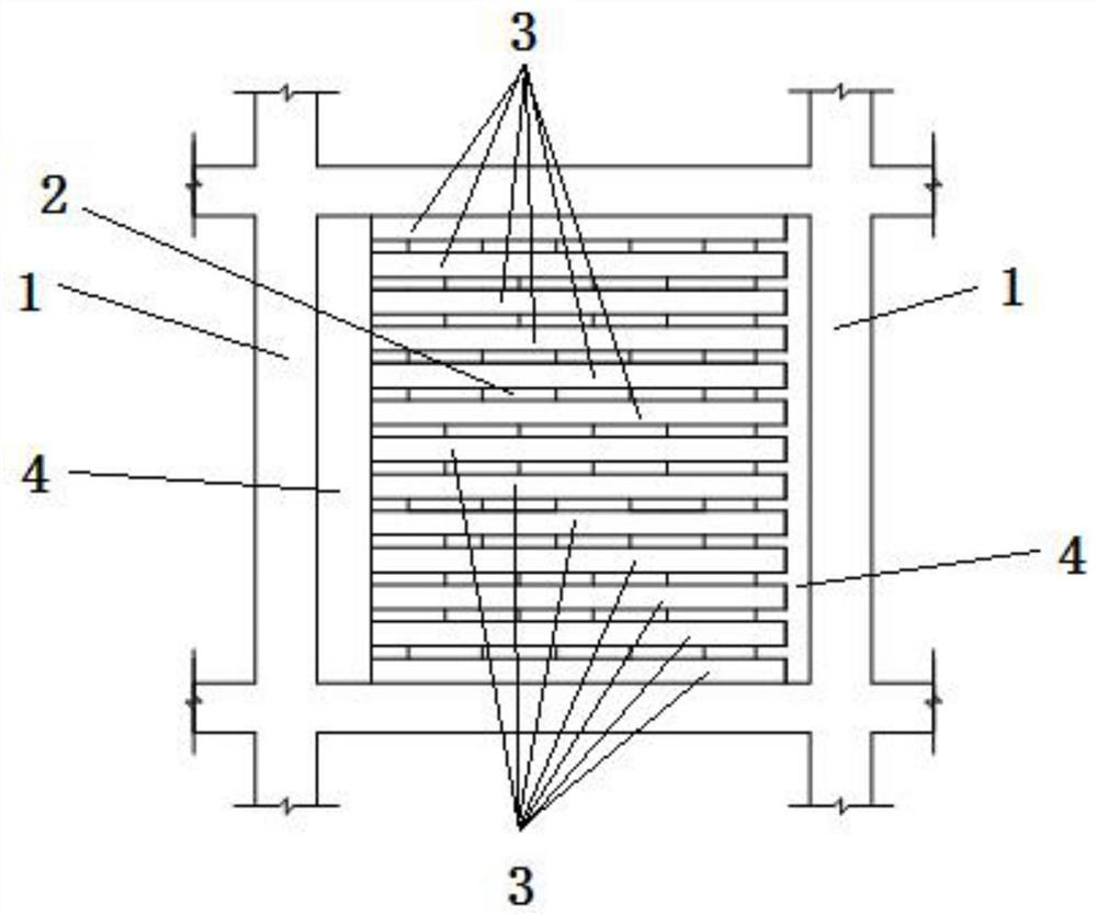 Flexible connecting piece and flexible connecting structure for preventing infilled wall from collapsing