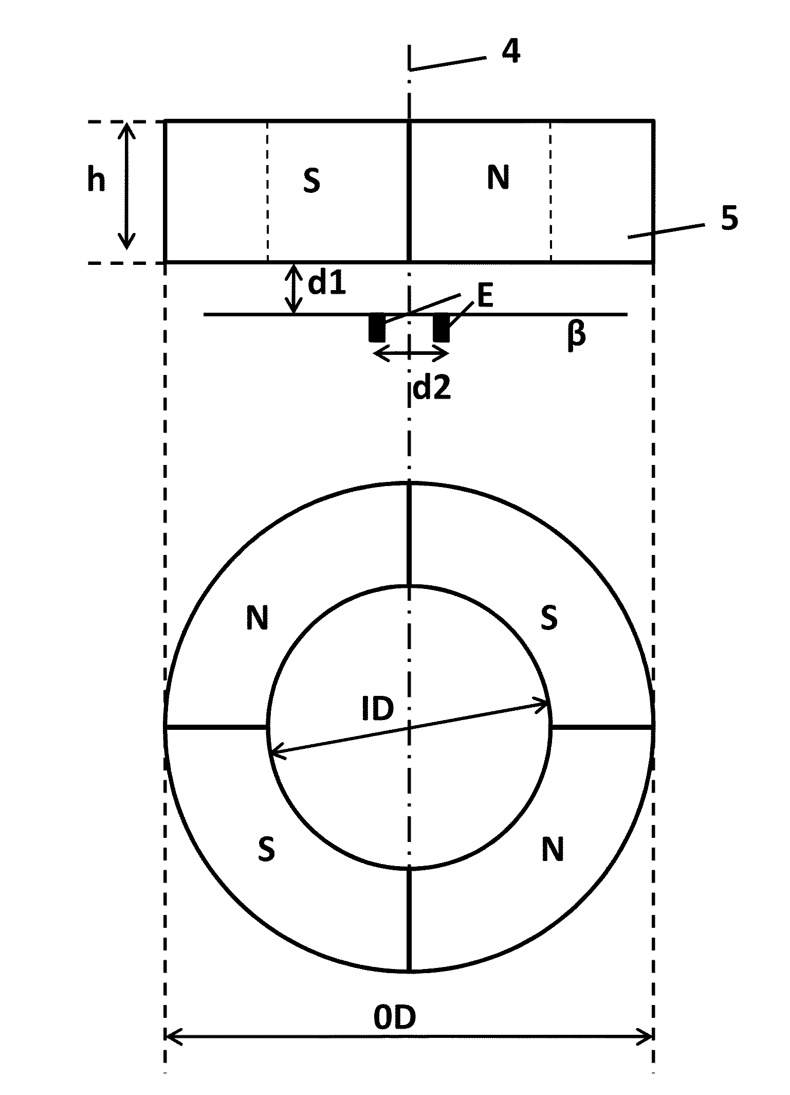 Arrangement, Method and Sensor for Measuring an Absolute Angular Position Using a Multi-Pole Magnet