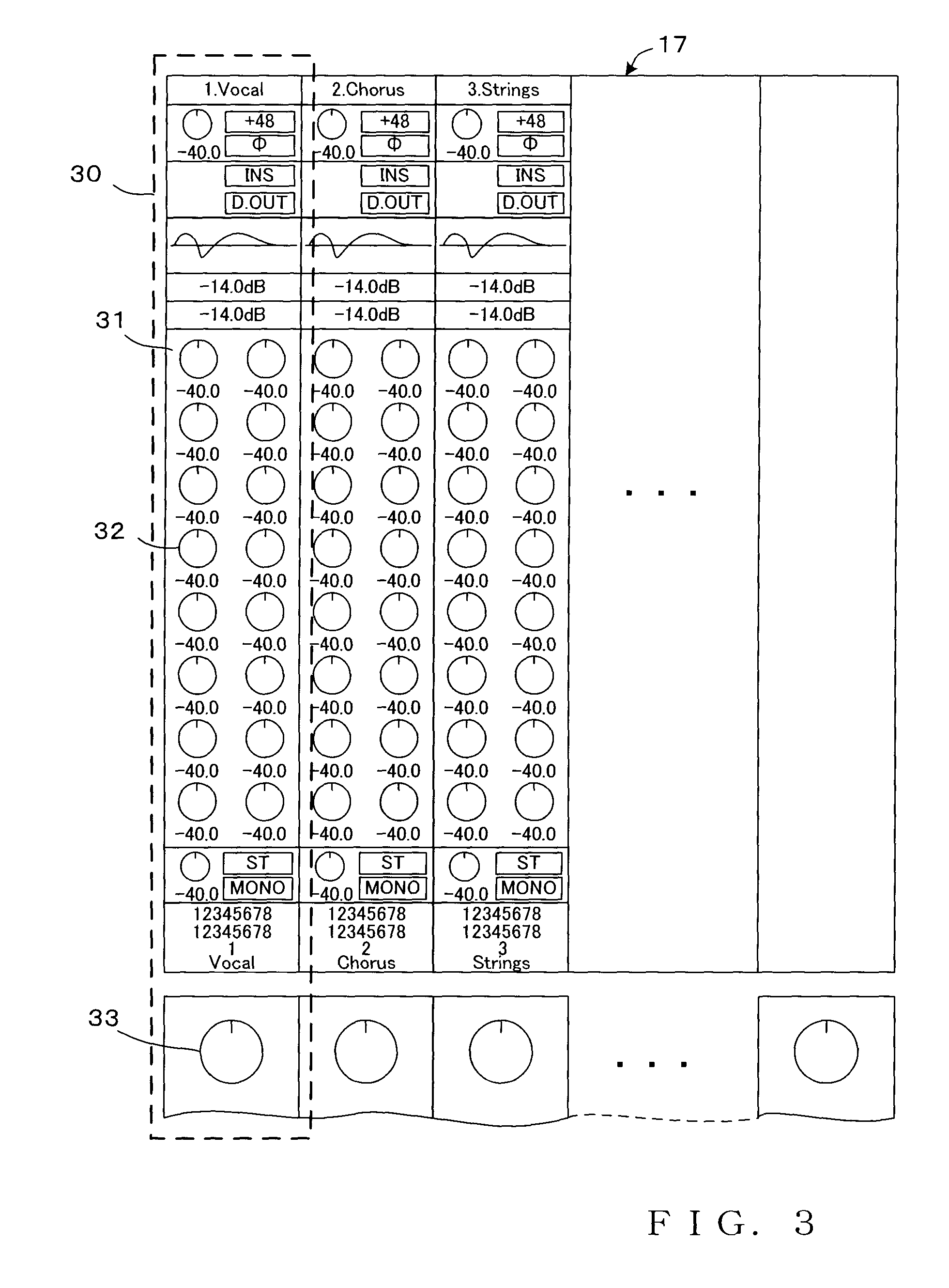 Parameter adjustment apparatus and audio mixing console