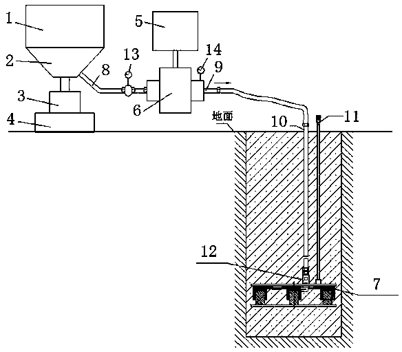 In-cylinder grouting device used after self-balancing load box static load detection test and grouting method thereof