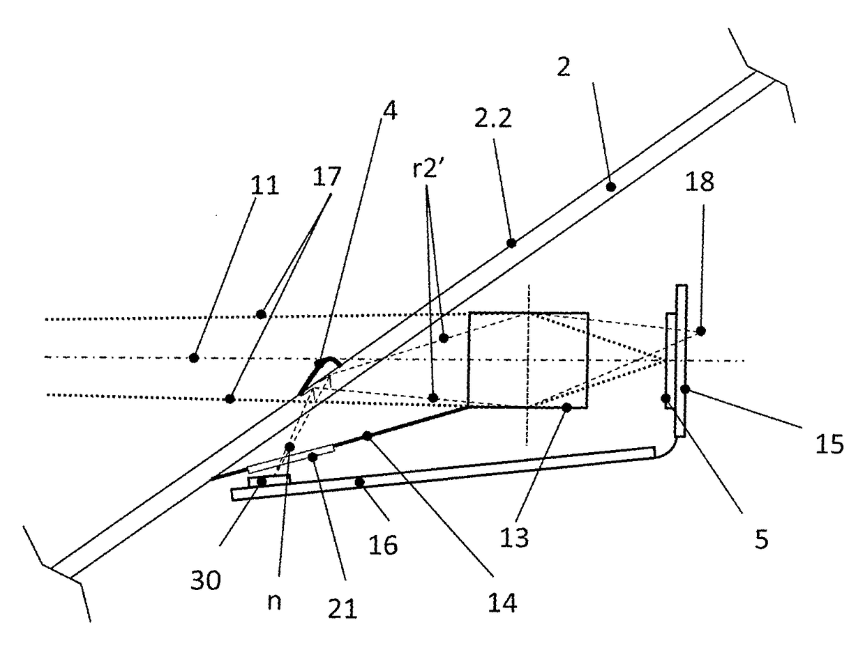 Illumination for the detection of raindrops on a window by means of a camera