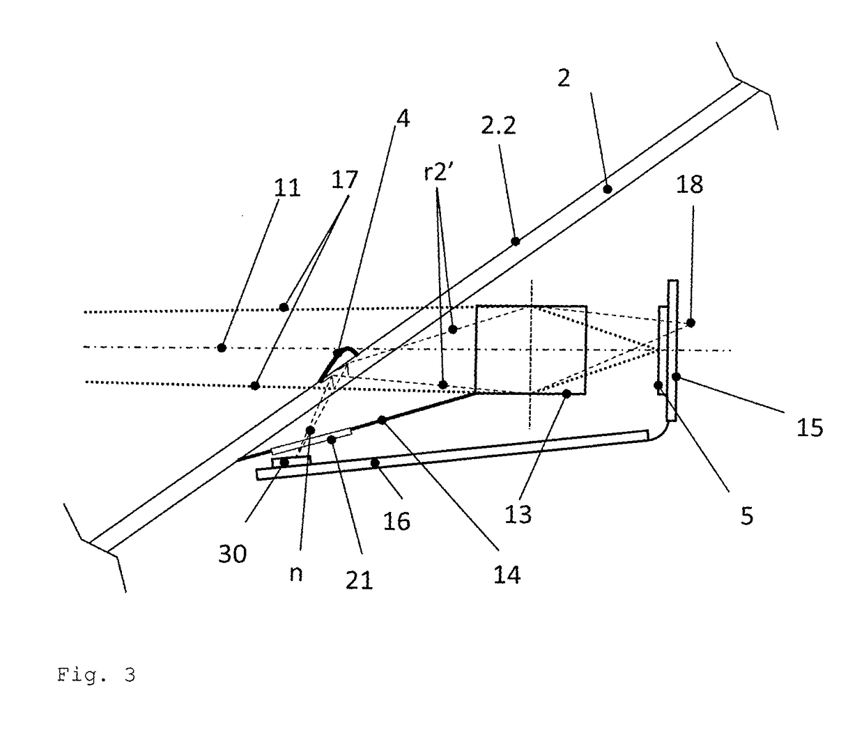 Illumination for the detection of raindrops on a window by means of a camera