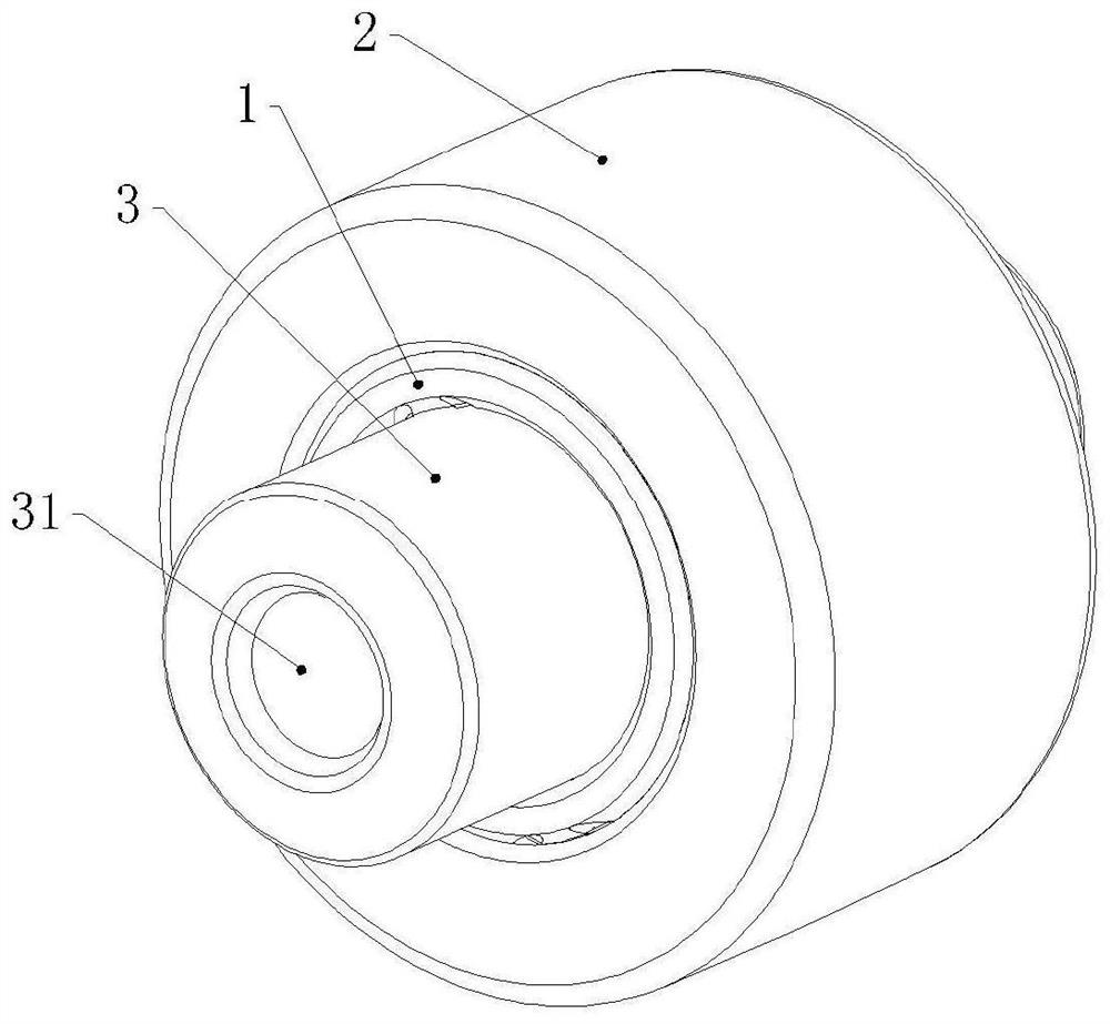 Bushing, roller pin assembly and guide piston assembly