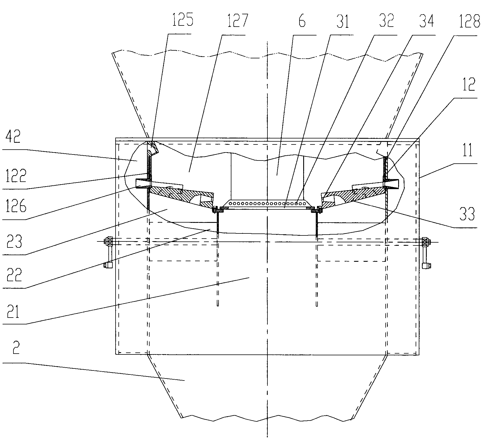 Body structure of boiling rotating fluidized bed