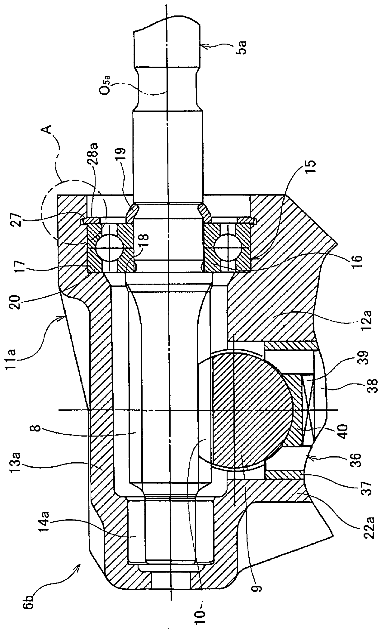 Bearing affixation structure and steering gear unit using bearing affixation structure