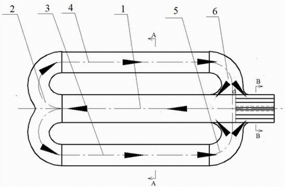 Flat double P type radiant tube