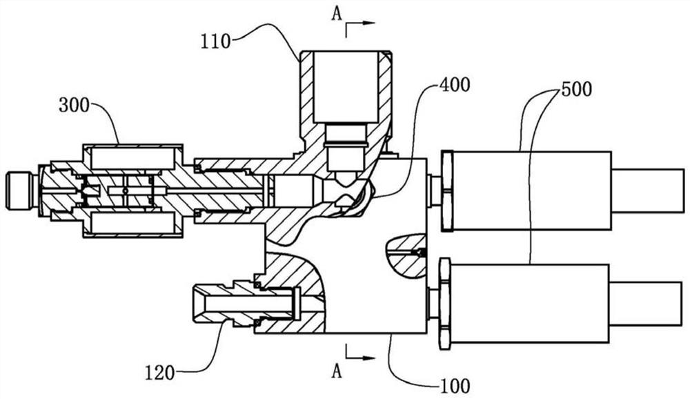 Valve combination structure with front pressure reducer