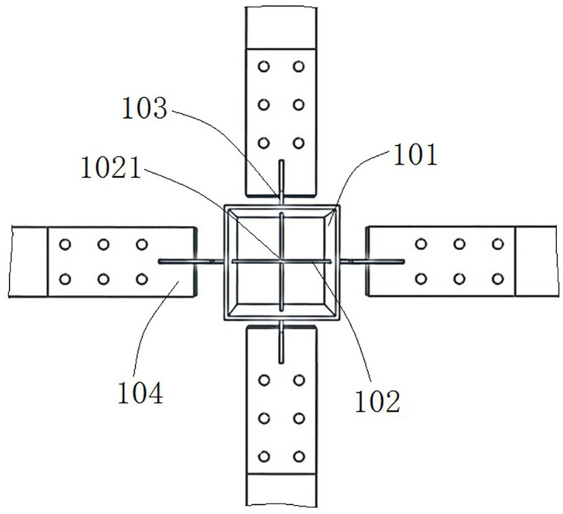 Prefabricated web through type concrete-filled steel tubular column and steel beam connecting joint