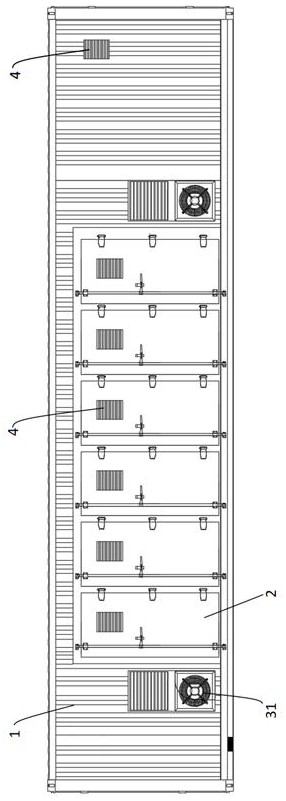 Subdivision type energy storage battery container