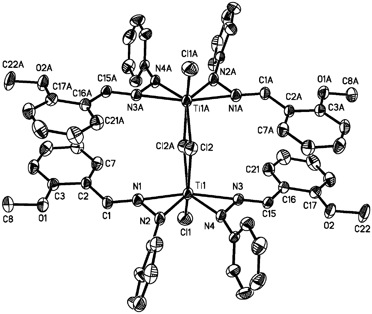 O-methoxy phenylhydrazone dicaryon metal complex and preparation method and application thereof