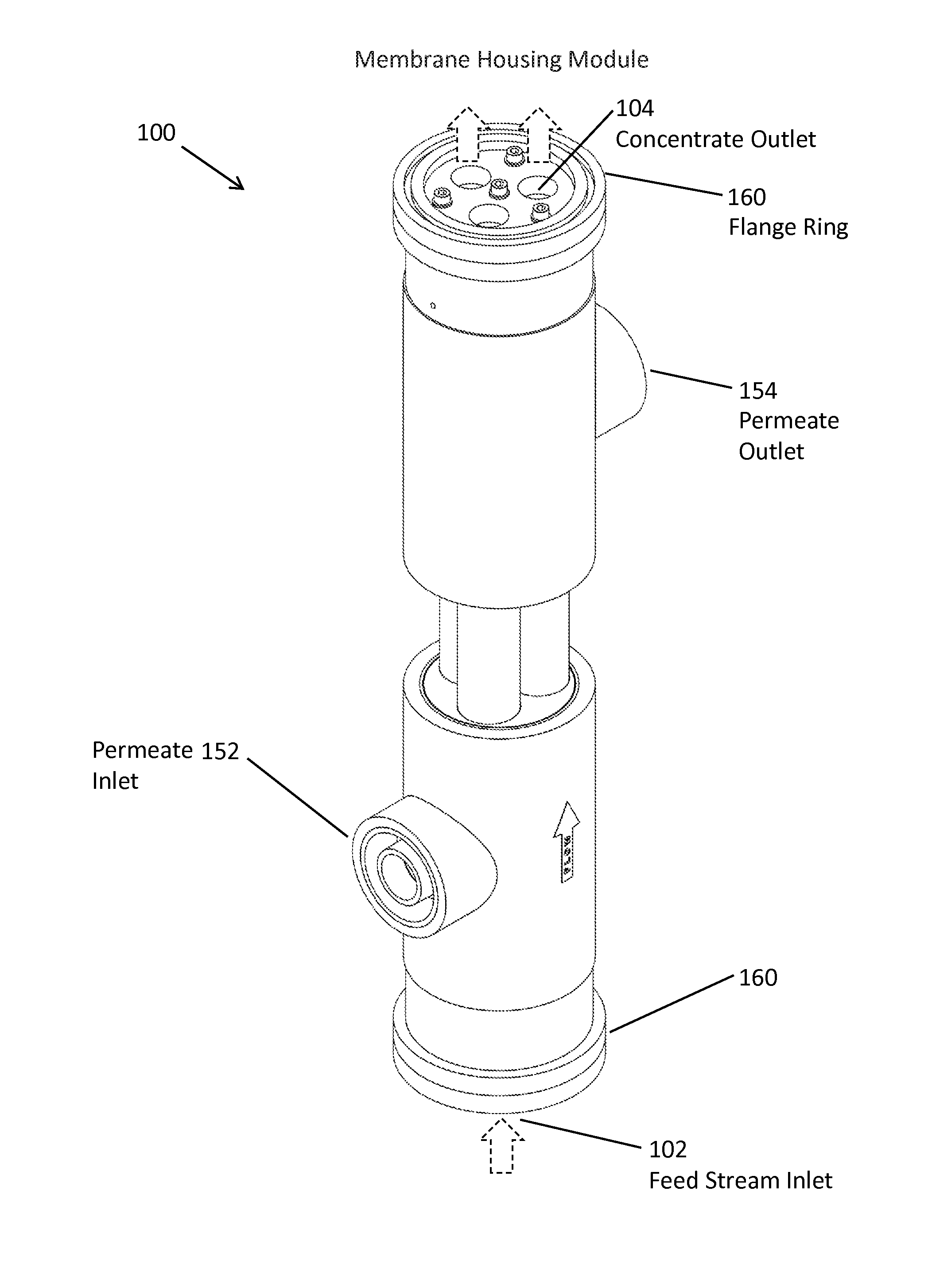 Plastic membrane housing for ceramic membranes