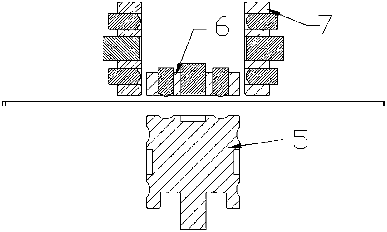 Three-sided punched C-shaped steel channel provided with six reinforcing ribs