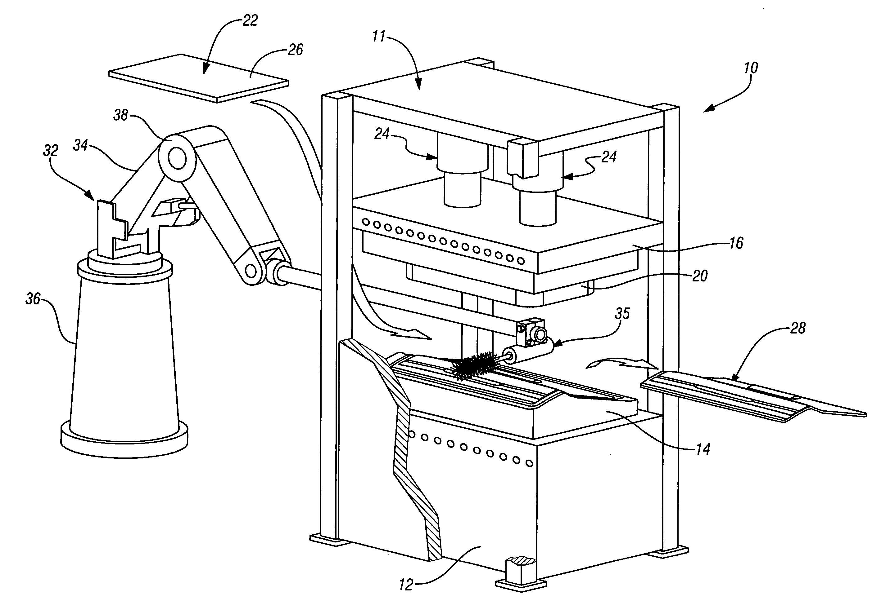 Hot die cleaning system for quick plastic forming cell