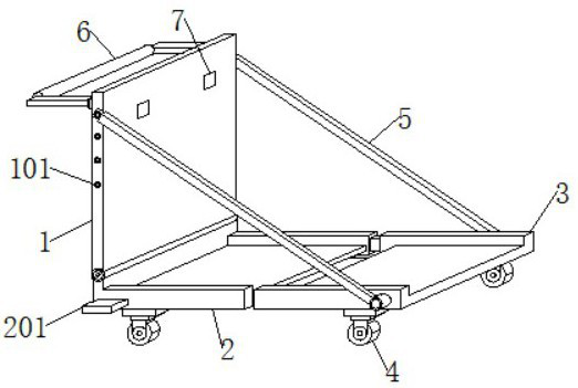 Telescopic adjustable placing rack for tempered glass production