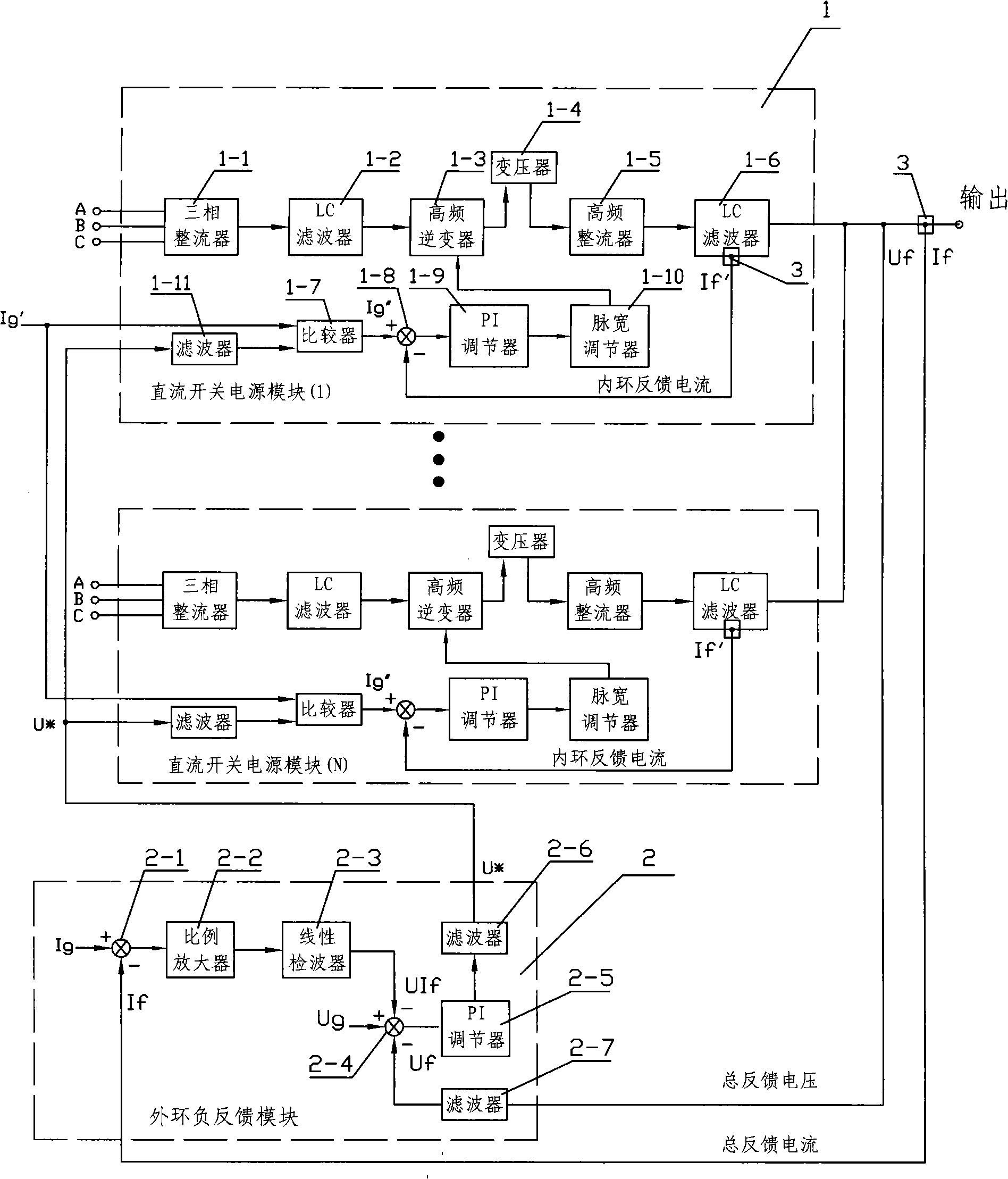 Modular parallel great power DC power source switch apparatus