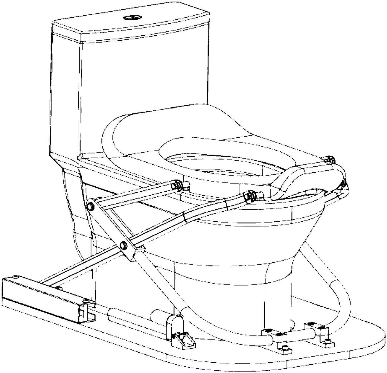 A toilet lifting auxiliary device