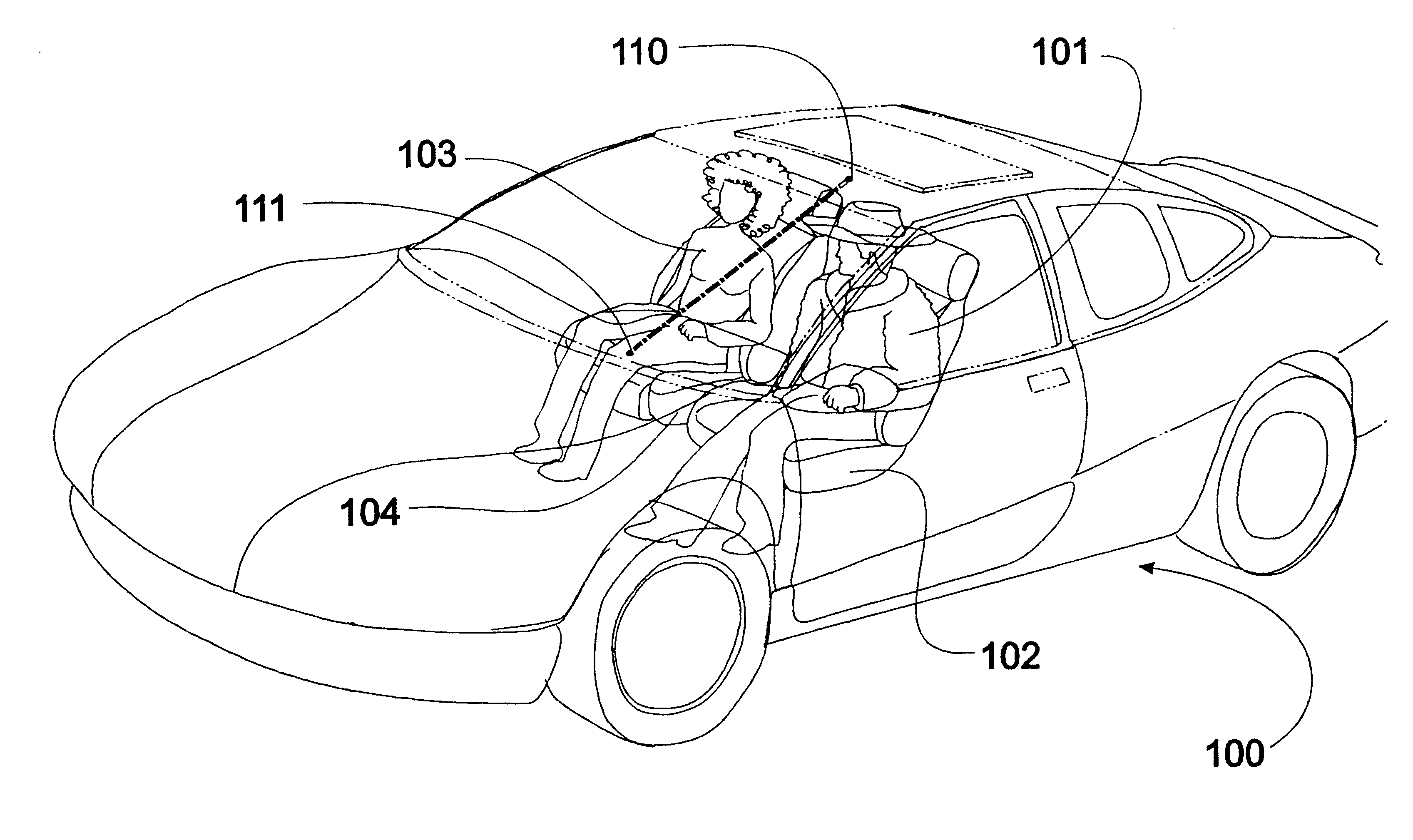 Method for identifying the presence and orientation of an object in a vehicle