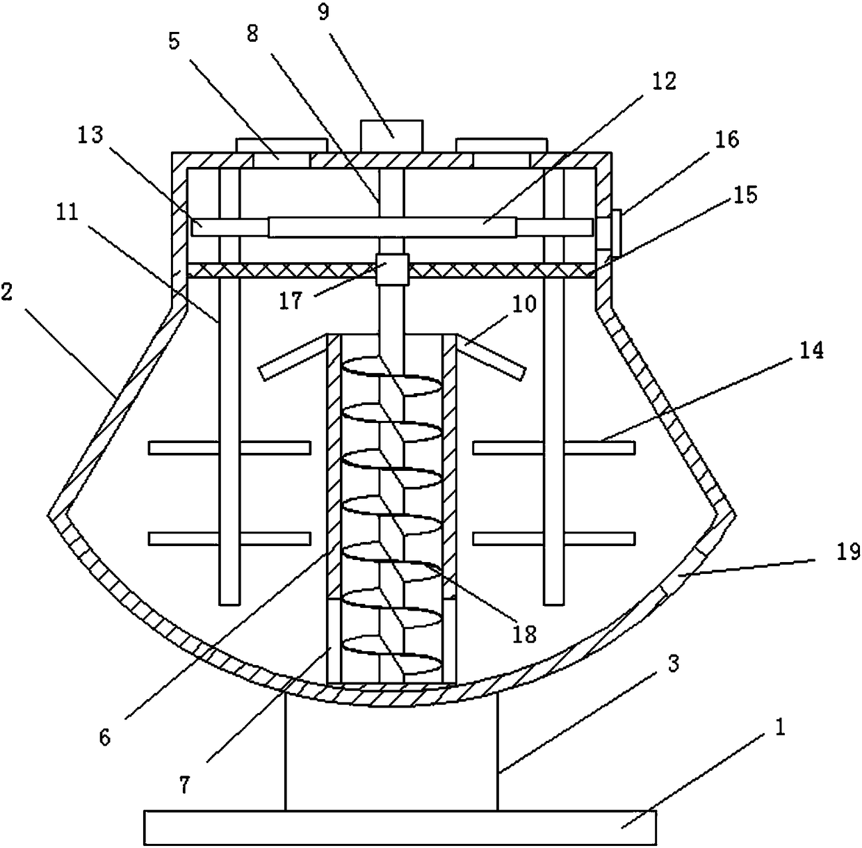 Oscillating type fodder mixing device with up-down stirring function