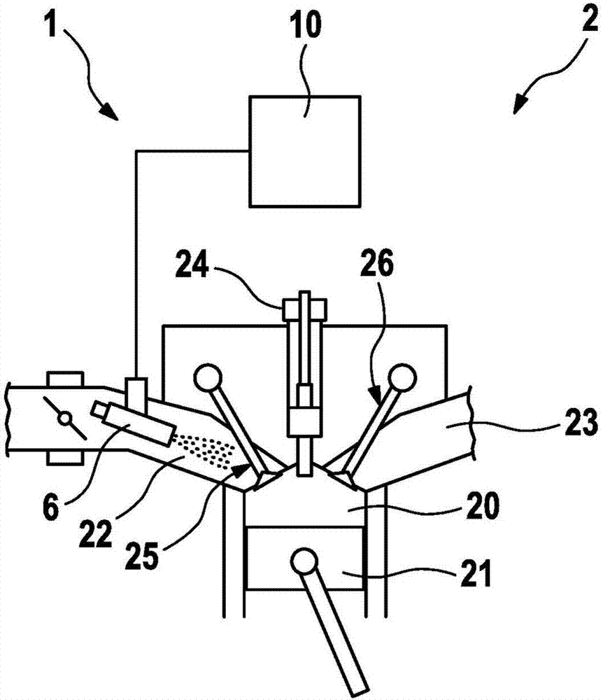 Device and method for injecting water of an internal combustion engine