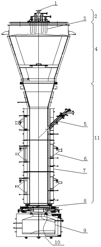 Novel columnar vertical fluorination reactor