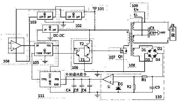 Radio frequency power supply circuit suitable for four-level rod mass spectrometer