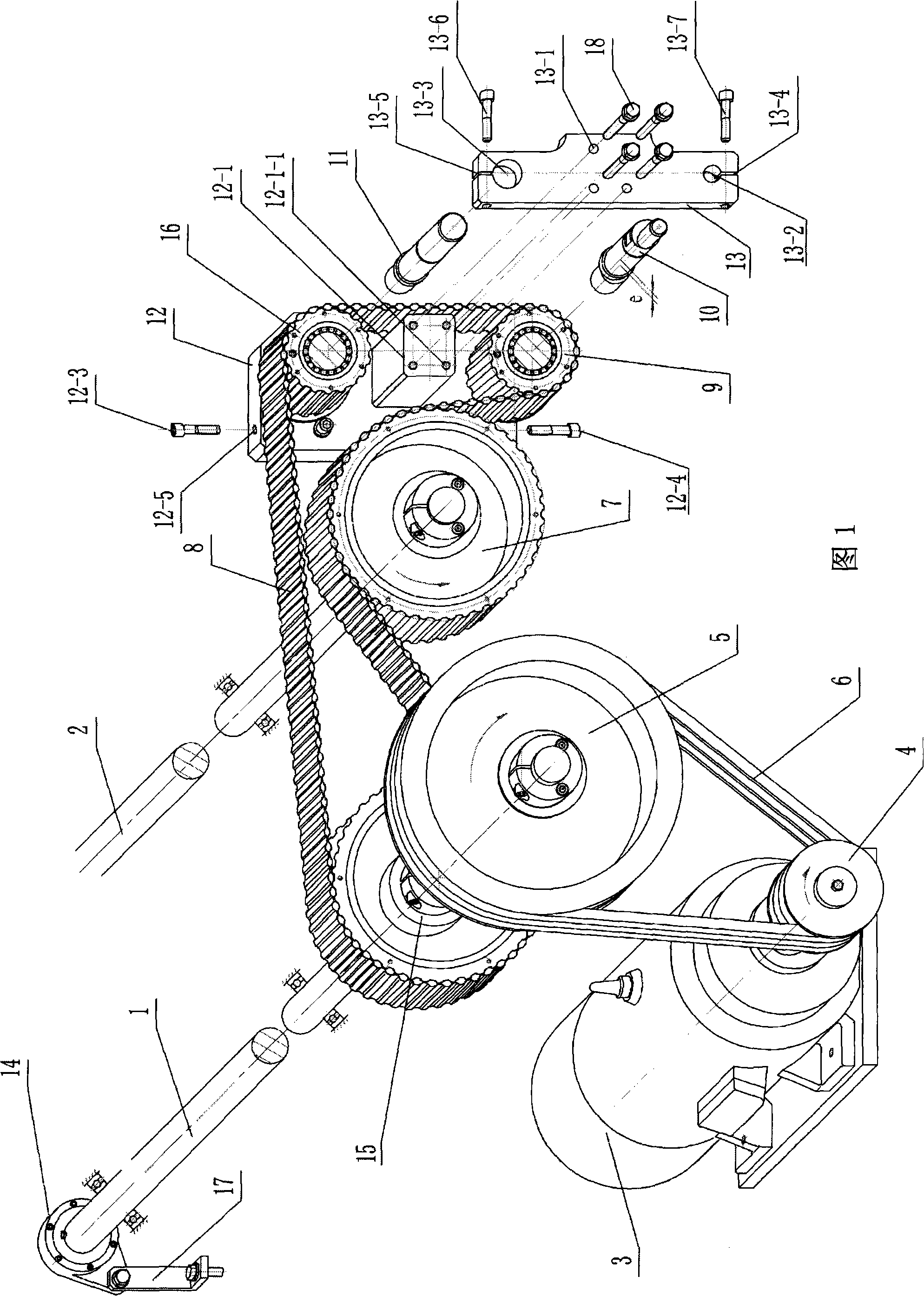 Main transmission device of double-needle warp knitting machine