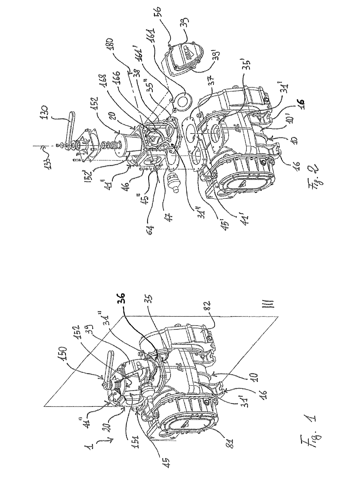 Suction/compression assembly for a waste material aspiration system