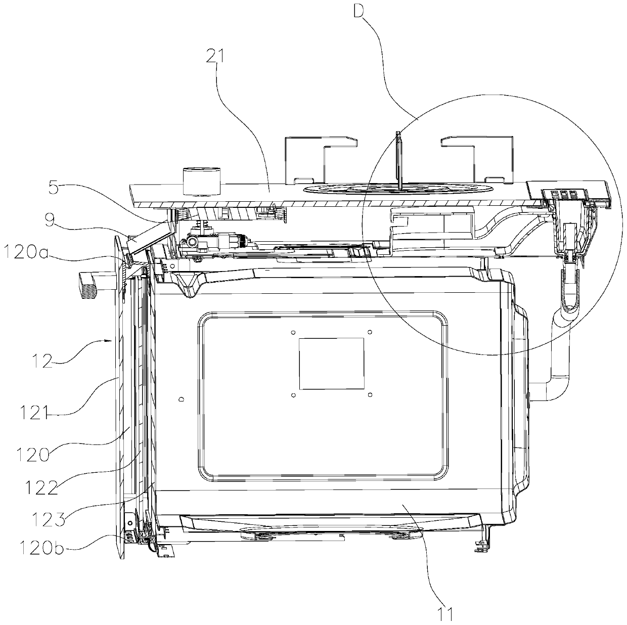 Integrated cooker with cooking device
