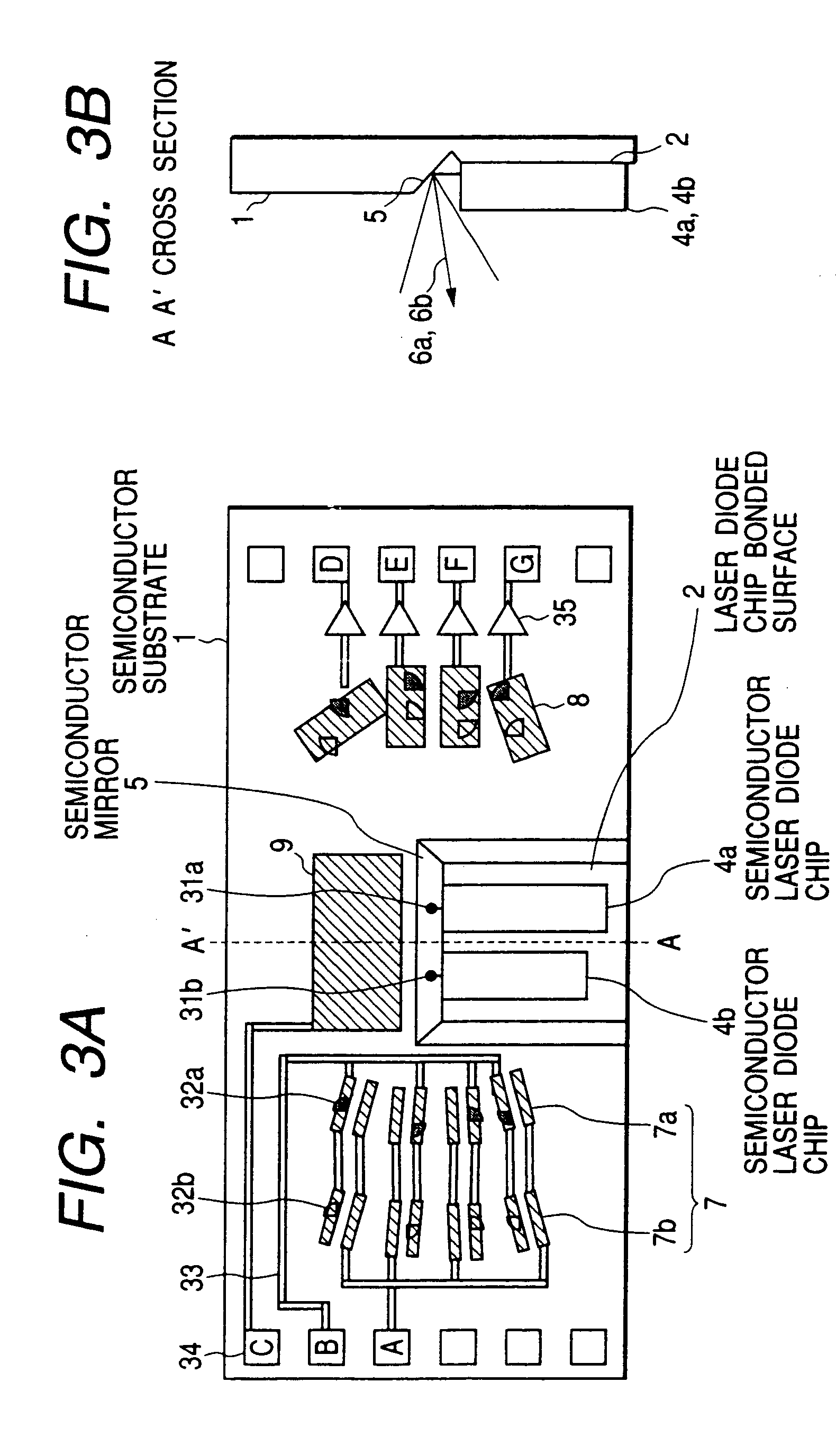 Optical head with lasers and mirrors in a recess formed in a substrate