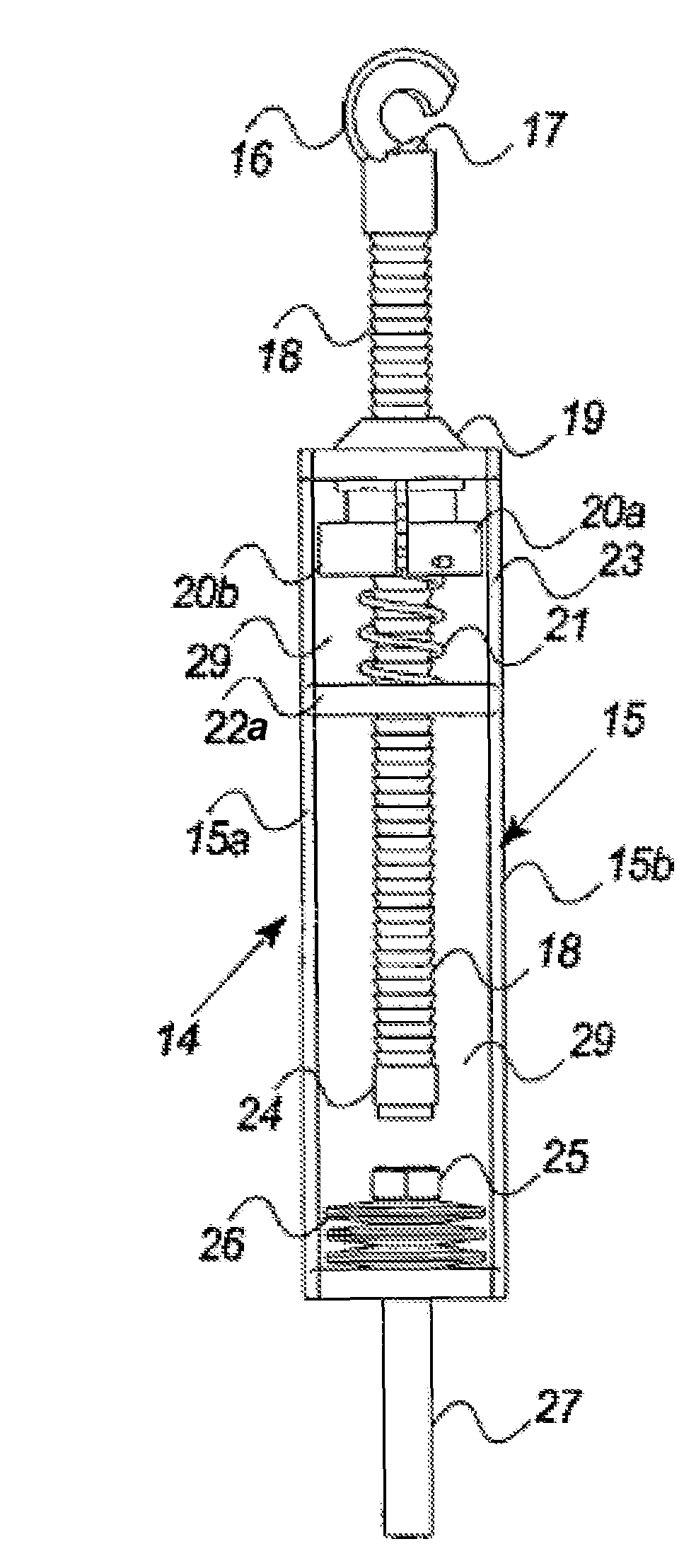 Fastening device for securing a container to a ship